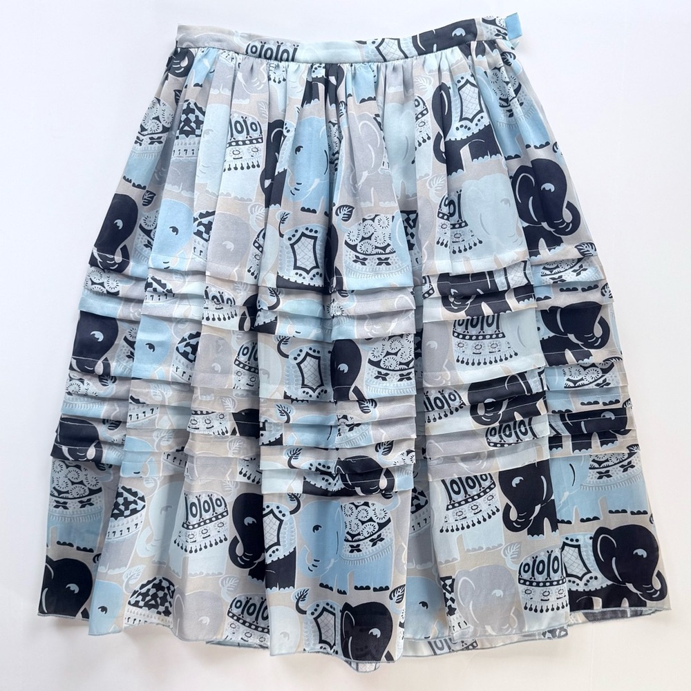 Jules Reid Silk Elephant Print Full Skirt Size 6